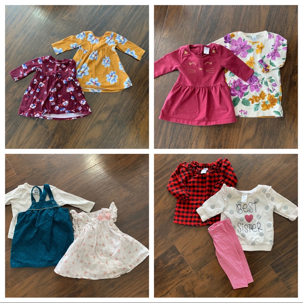 6-9 month little girls dress and outfit lot